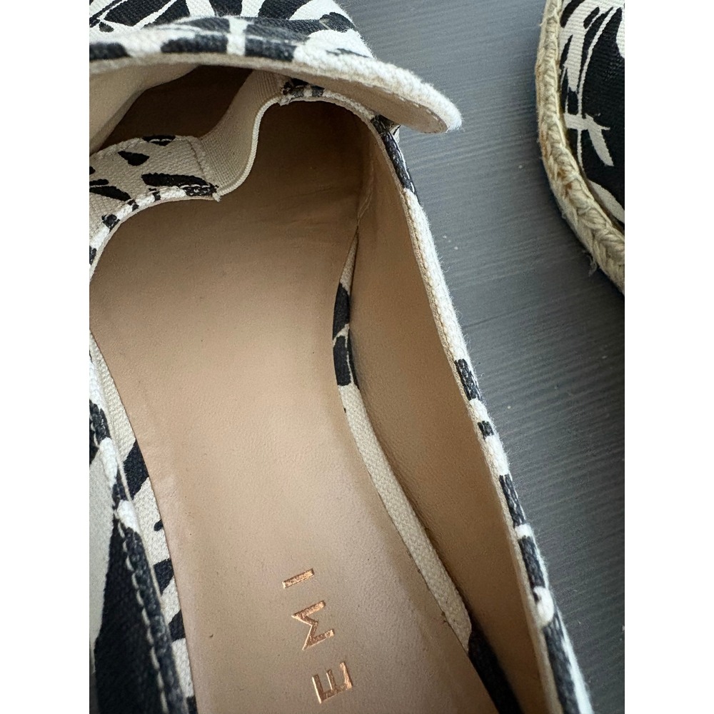 M.Gemi Espadrilles Agio 39.5 Black White Tropical Floral Print Slip On Loafers - Picture 10 of 14